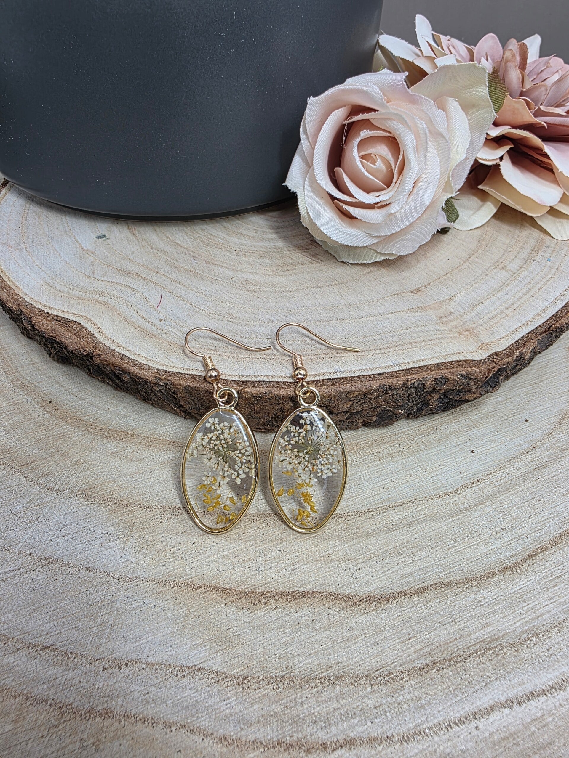 Ohrringe Blüten Weiß Orange