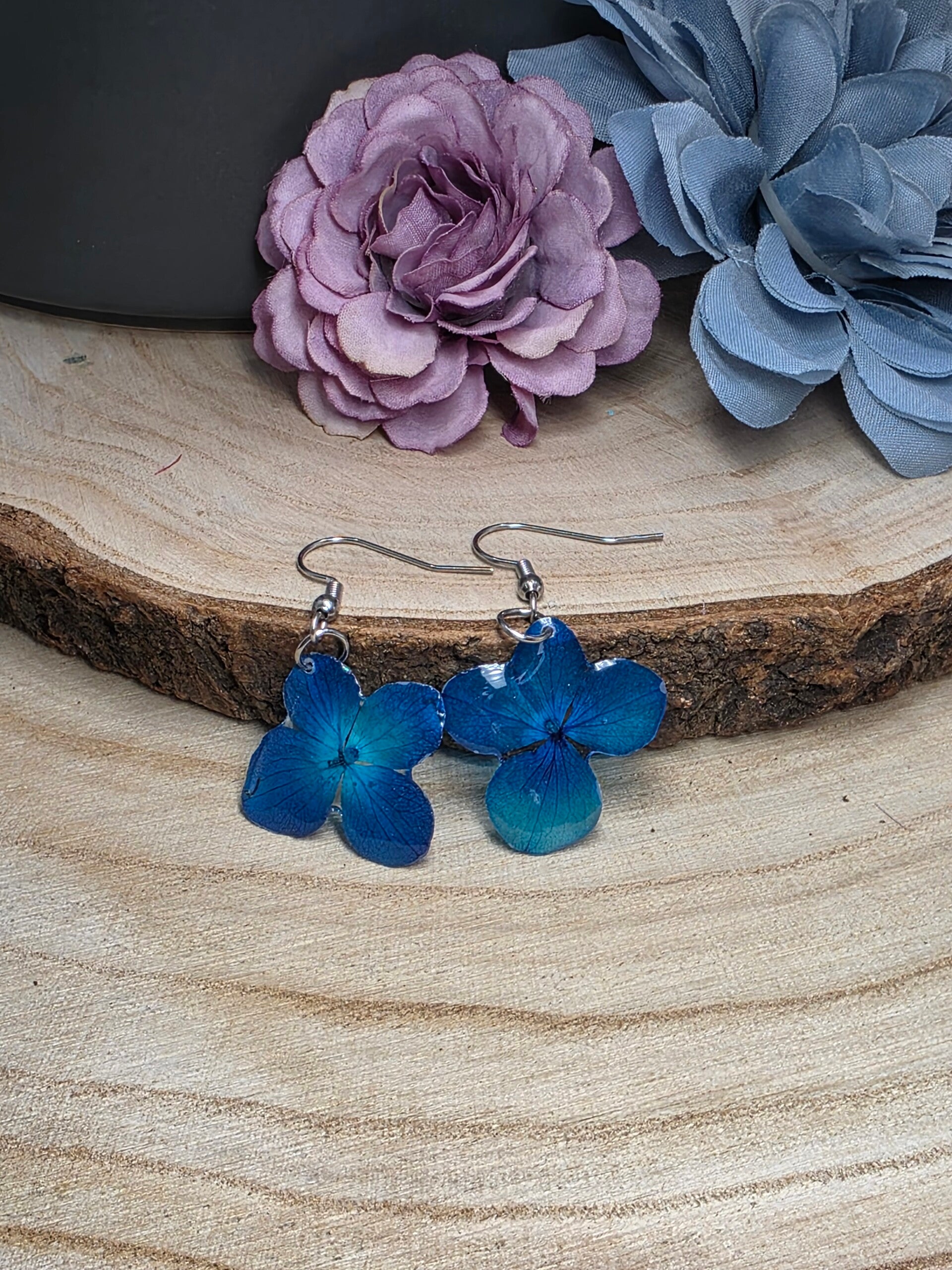 Ohrringe Hortensien Blau