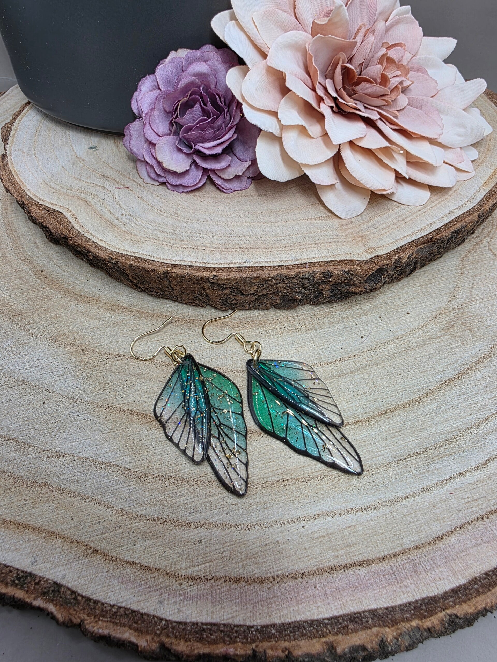 Ohrringe Schmetterlingsflügel Grün