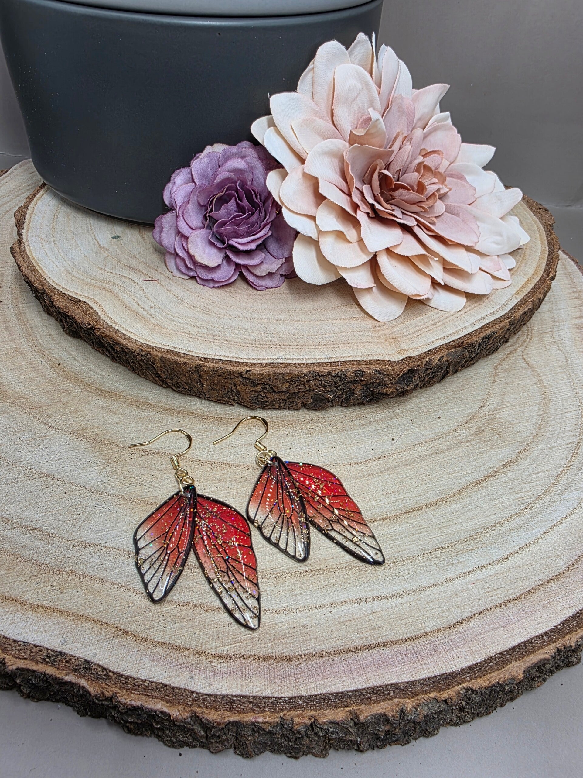 Ohrringe Schmetterlingsflügel Rot