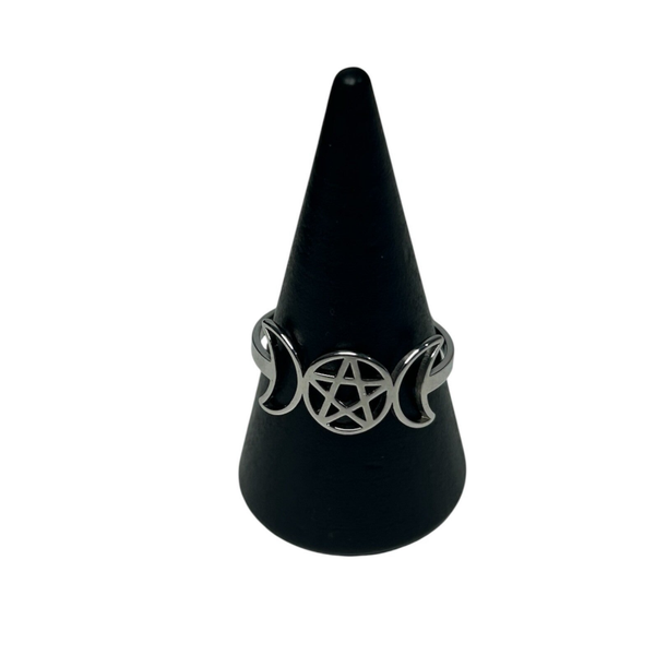 Anillo Triple Luna con Pentaculo