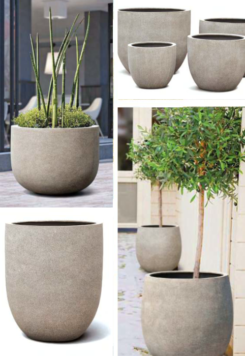 Fiberstone bloempotten en terraspotten Graniet look serie, potten tot 120 cm, UV- en vorstbestendig, echte eyecatchers