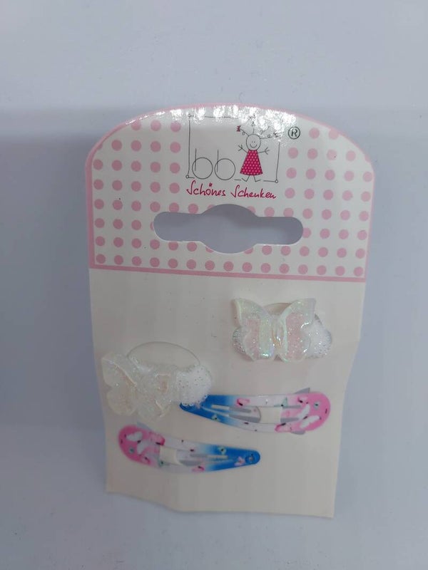 Setje haarelastiekjes en clips vlinder