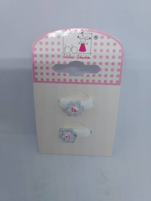 Haarelastiekjes wit met bloem