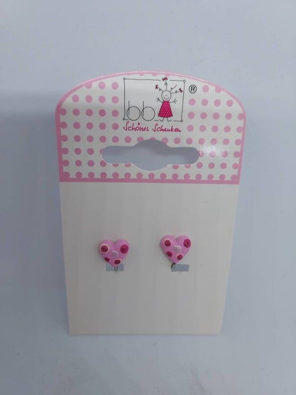 Clip oorbellen hartje lichtroze