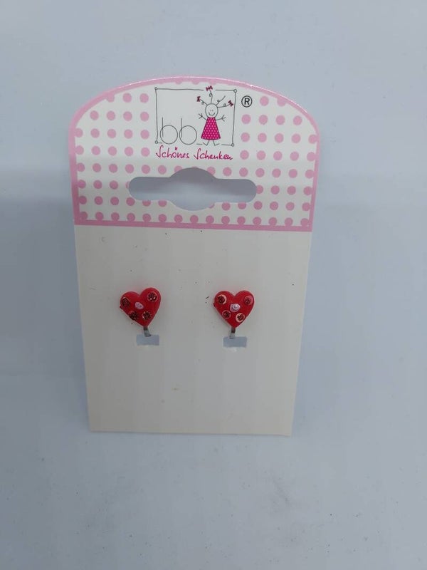 Clip oorbellen hartje rood