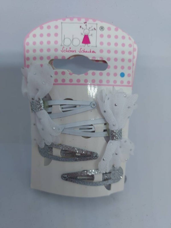 Setje van 4 haarclips strik zilver