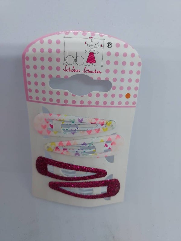 Setje van 4 haarclips glitter hartjes