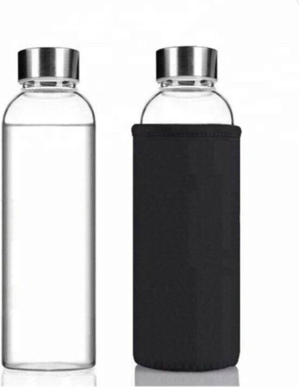 Glazen waterfles met beschermhoes 550 ml