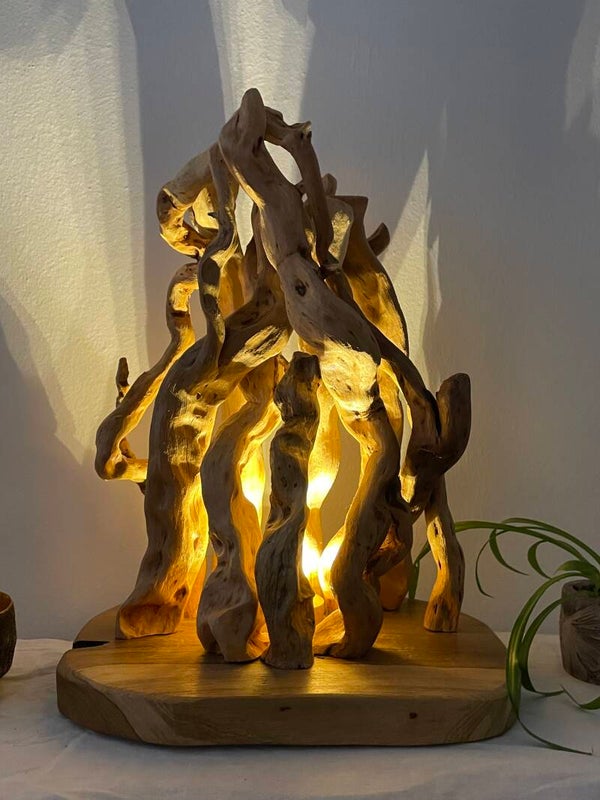 Wurzelholz Lampe Fire