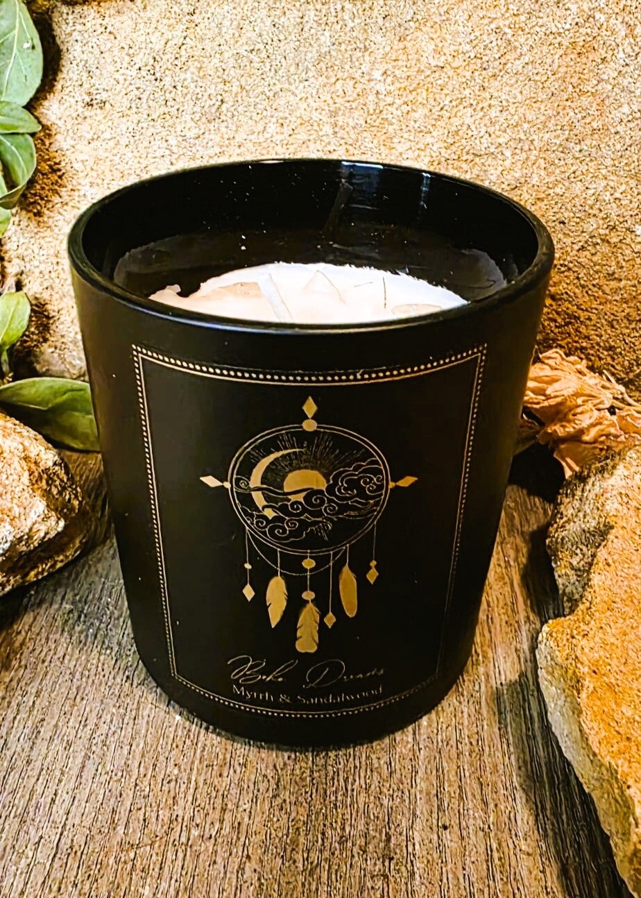 Manifestationskerze Boho Dreams - Myrrhe & Sandelholz
