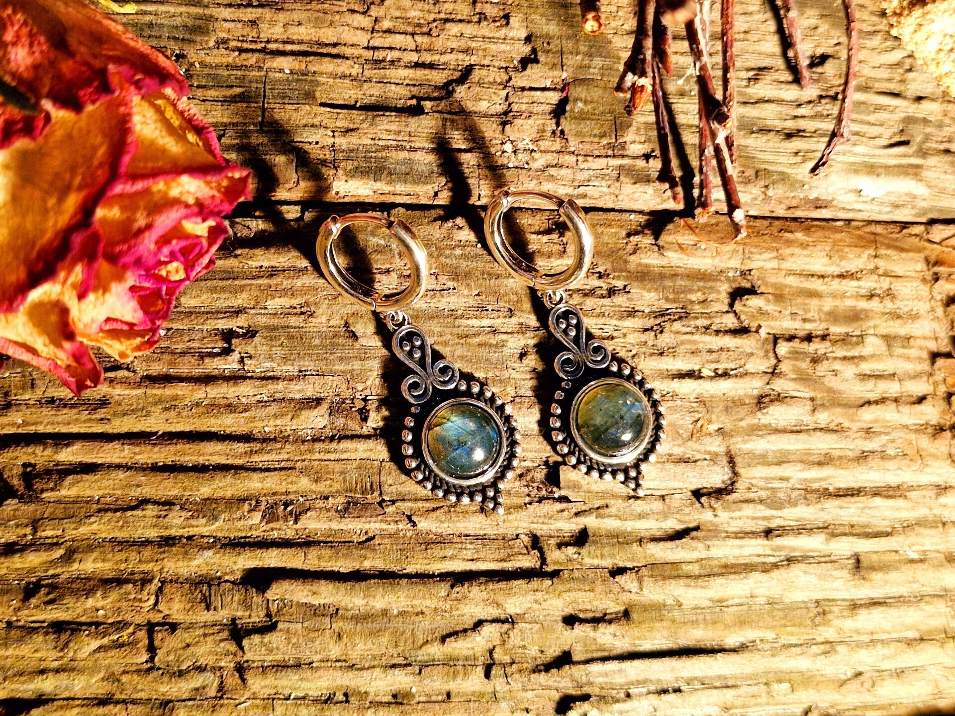 Ohrringe Labradorit 8 mm Stein