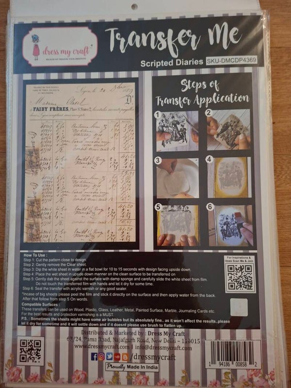 Dress my Craft Transfer me Scripted Diaries