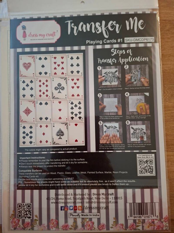 Dress my Craft Transfer me Playing Card #1