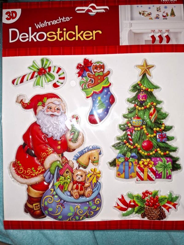 3D Weihnachts-Dekosticker, 1 Stickerbogen, Nikolaus 2