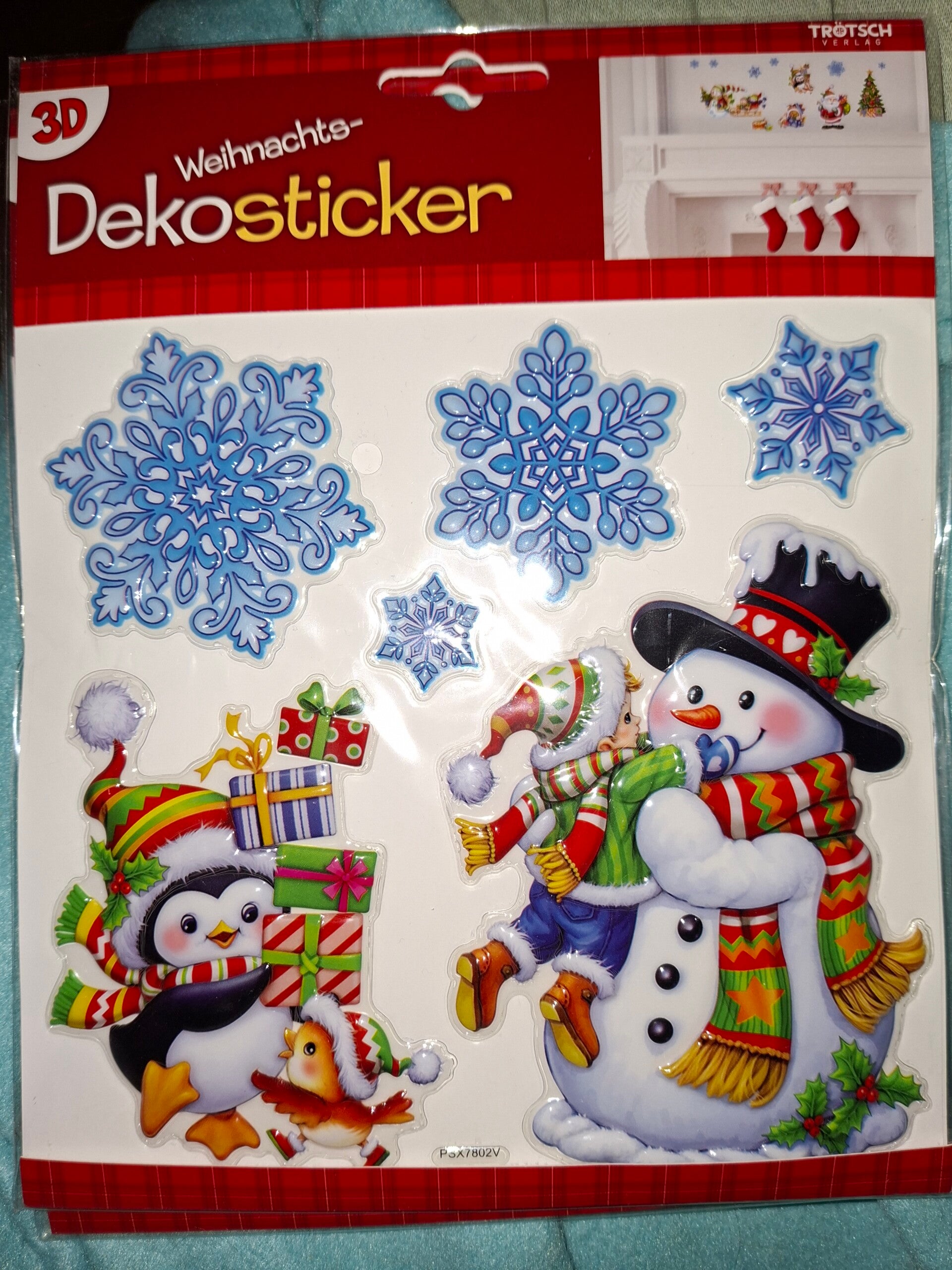 3D Weihnachts-Dekosticker, 1 Stickerbogen, Schneemann ⛄️ 2