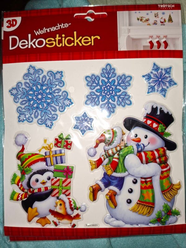 3D Weihnachts-Dekosticker, 1 Stickerbogen, Schneemann ⛄️ 2