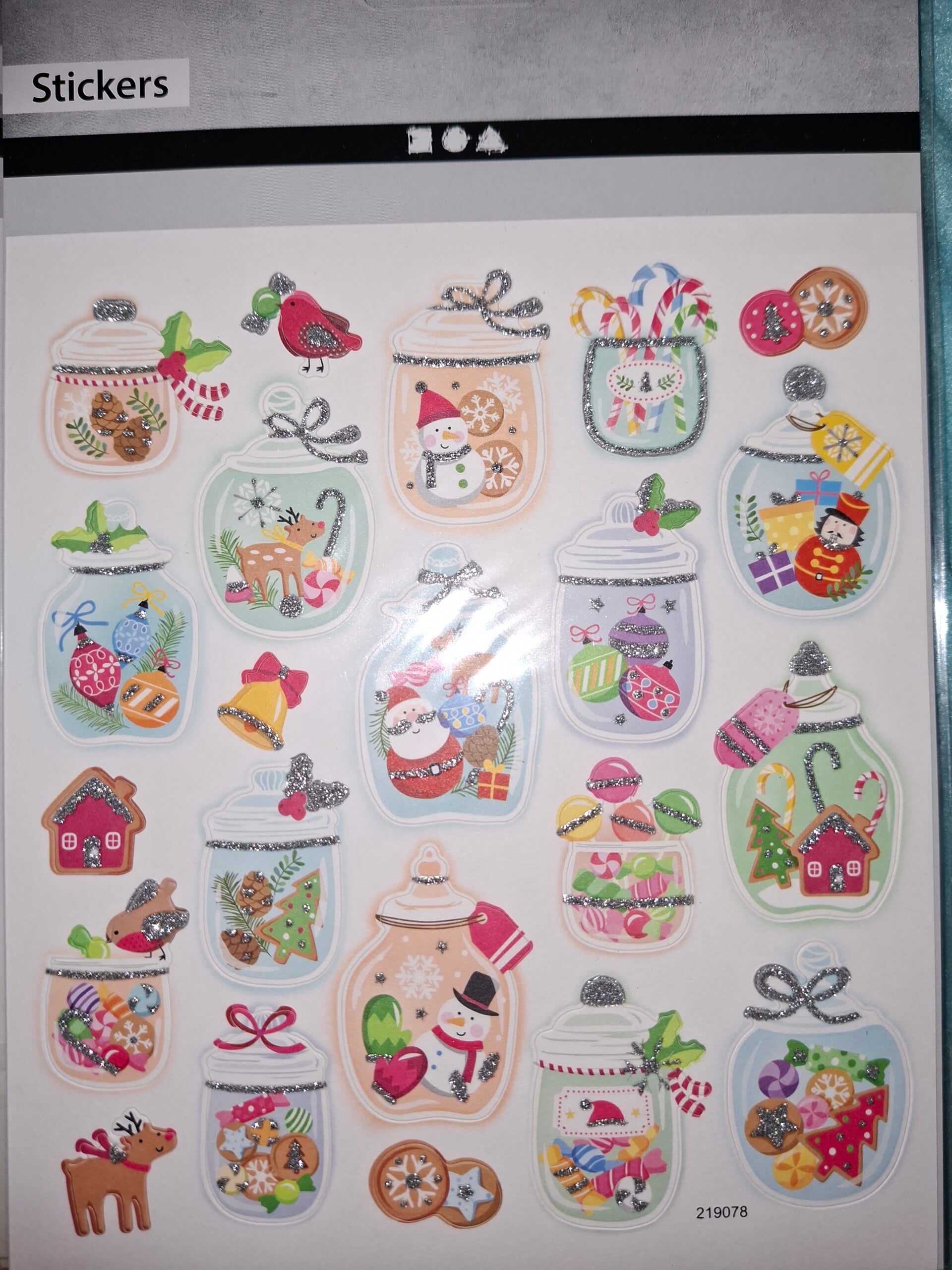 Glitzer Sticker Weihnachts-Dekosticker 1 Bogen Set 1
