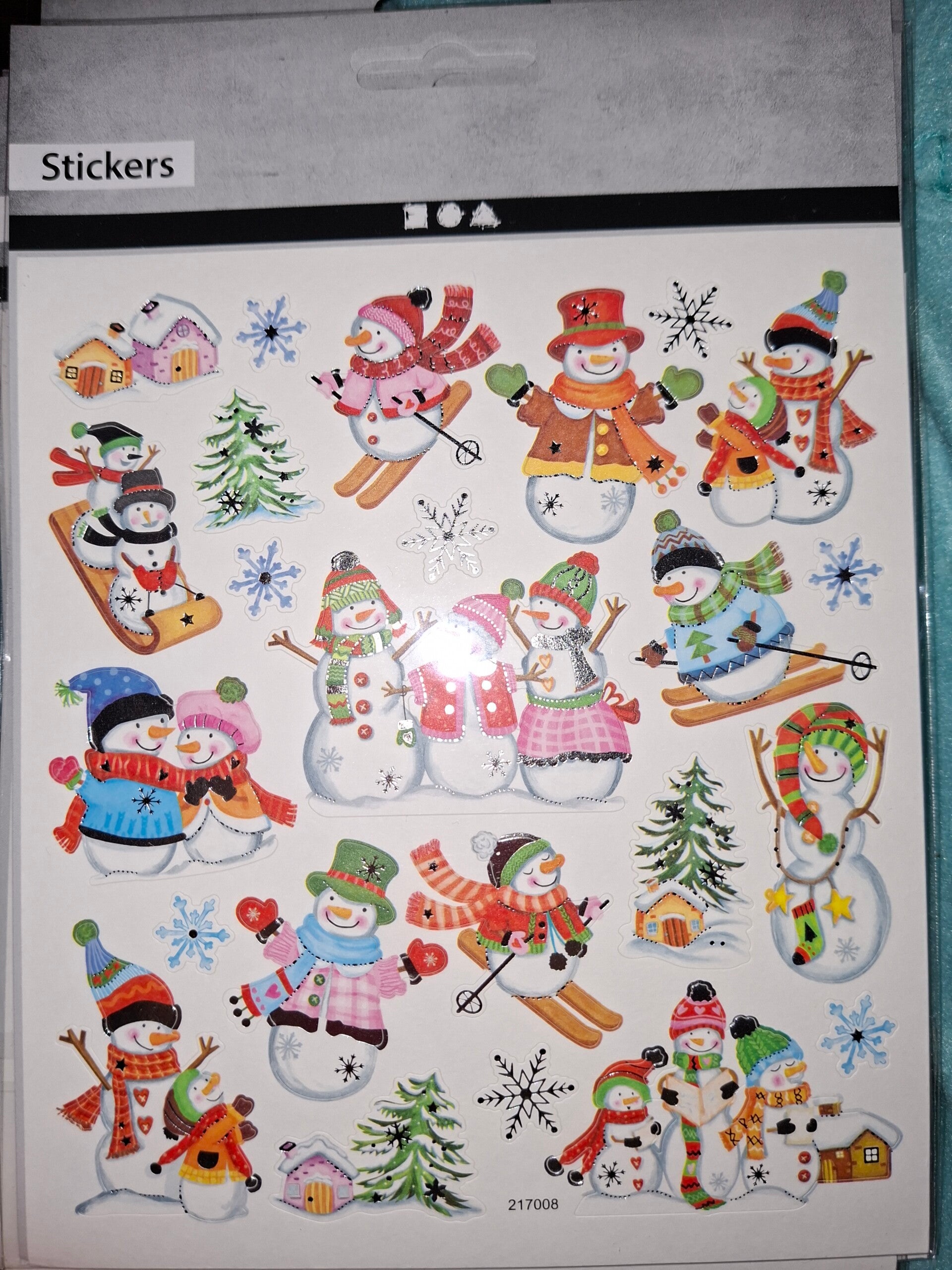 Glitzer Sticker Weihnachts-Dekosticker 1 Bogen Set 2, Schneemann