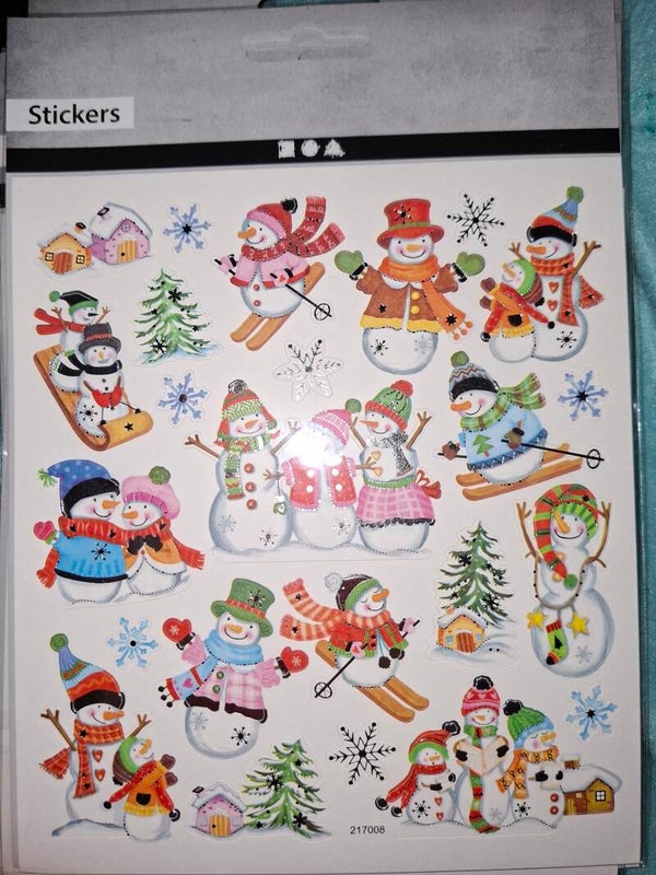 Glitzer Sticker Weihnachts-Dekosticker 1 Bogen Set 2, Schneemann