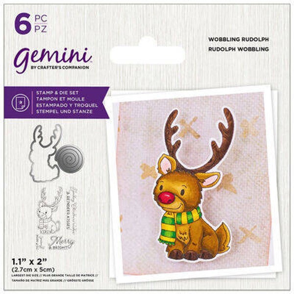 Crafters Companion Gemini Stempel- und Stanzenset: Wackelnder Rudolph