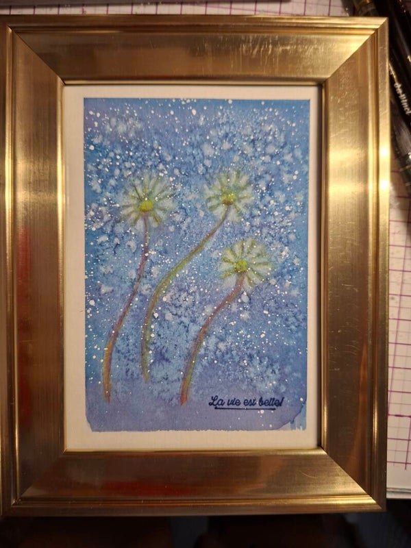 Aquarell Bild Pusteblume handgefertigt