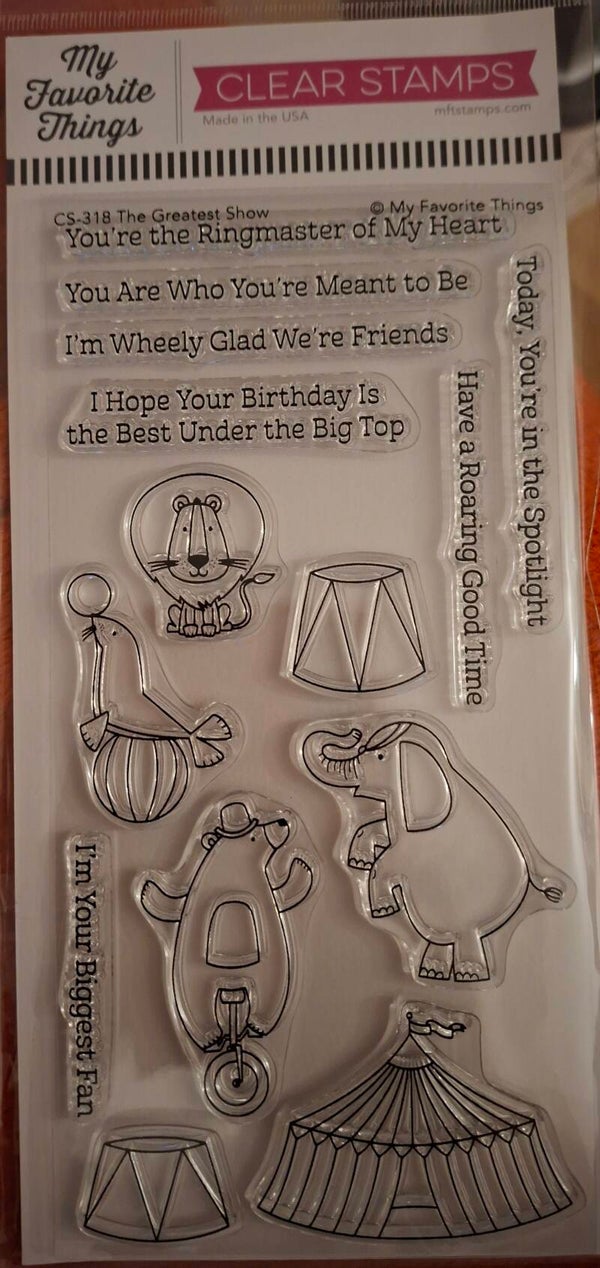 MY FAVORITE THINGS \"The Greatest Show\" Circus 4\"x8\" stamp set