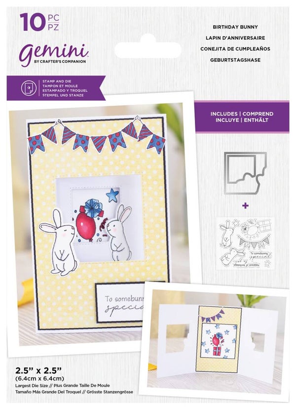 Crafters Companion Gemini Clear Stamps & Dies – Geburtstagshase