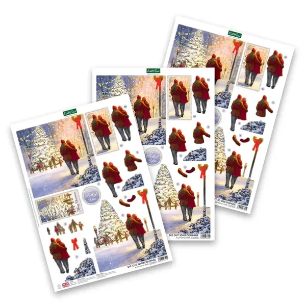 Katy Sue Creative Gestanzte Decoupage – Ein Weihnachtsspaziergang (3er-Pack)