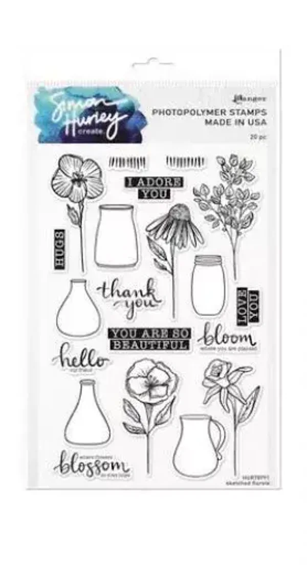 Simon Hurley Clear Stamps - Sketched Florals