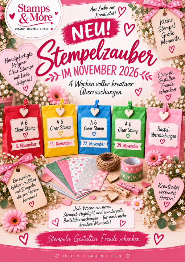 ✨NEU!!!!  NOVEMBER-ZAUBER bei Stamps & More ✨ 4 x A 6 Clear Stamps + tolle Überraschung