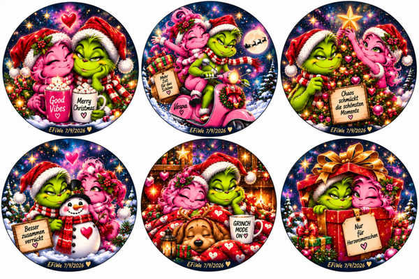 Grinch Bilder für Untersetzer oder Weihnachtskarten, DIGITALER DOWNLOAD – KEIN PHYSISCHES PRODUKT