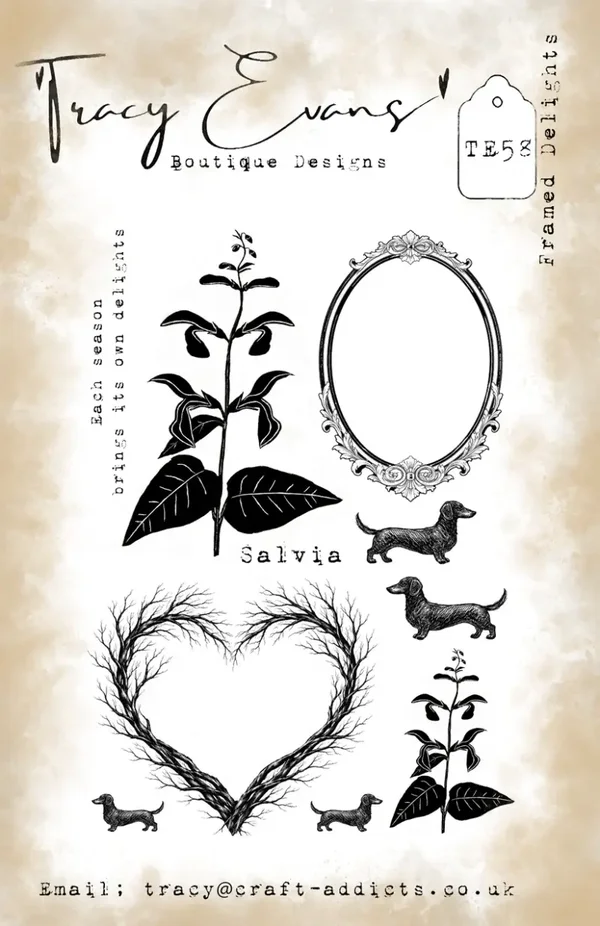 Tracy Evans Boutique Designs  TE058 - Framed Delights (A5 Stamp), Dackel Stempel