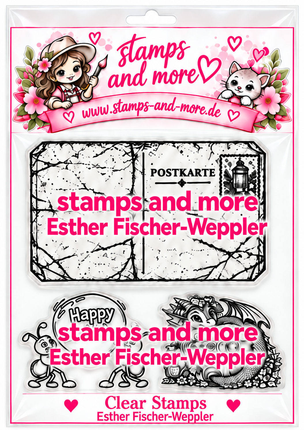 💌 Postgeflüster, Postage, knautsche Postcard– Neue Clear Stamps A6  🖤