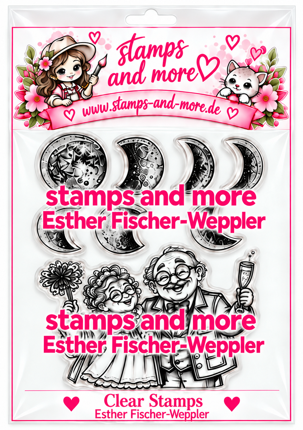 Stempelset „Rentner-Ehepaar & Mondphasen“, A 6 Clear Stamps