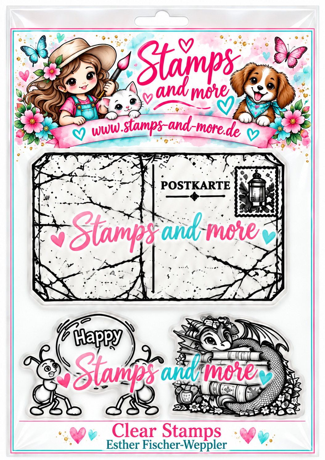 💌 Postgeflüster, Postage, knautsche Postcard– Neue Clear Stamps A6  🖤