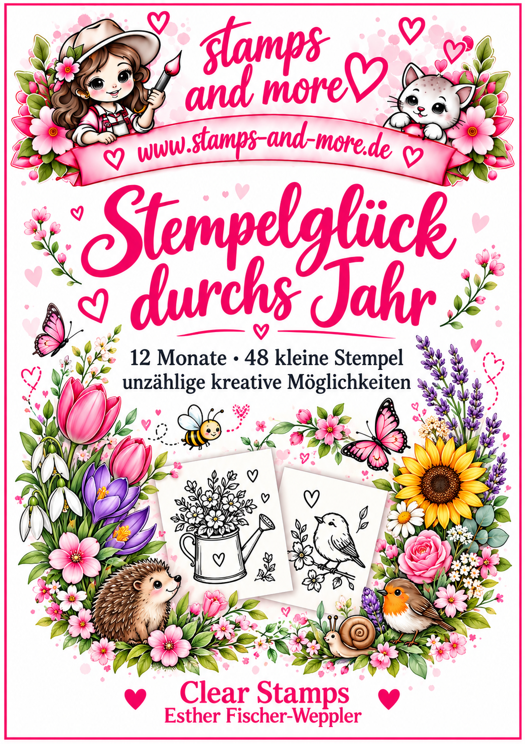 Stempelglück durchs Jahr  12 Geschichten · 48 kleine Stempel · Clear Stamps mit Album!!!!Vorbestellen!!!!!