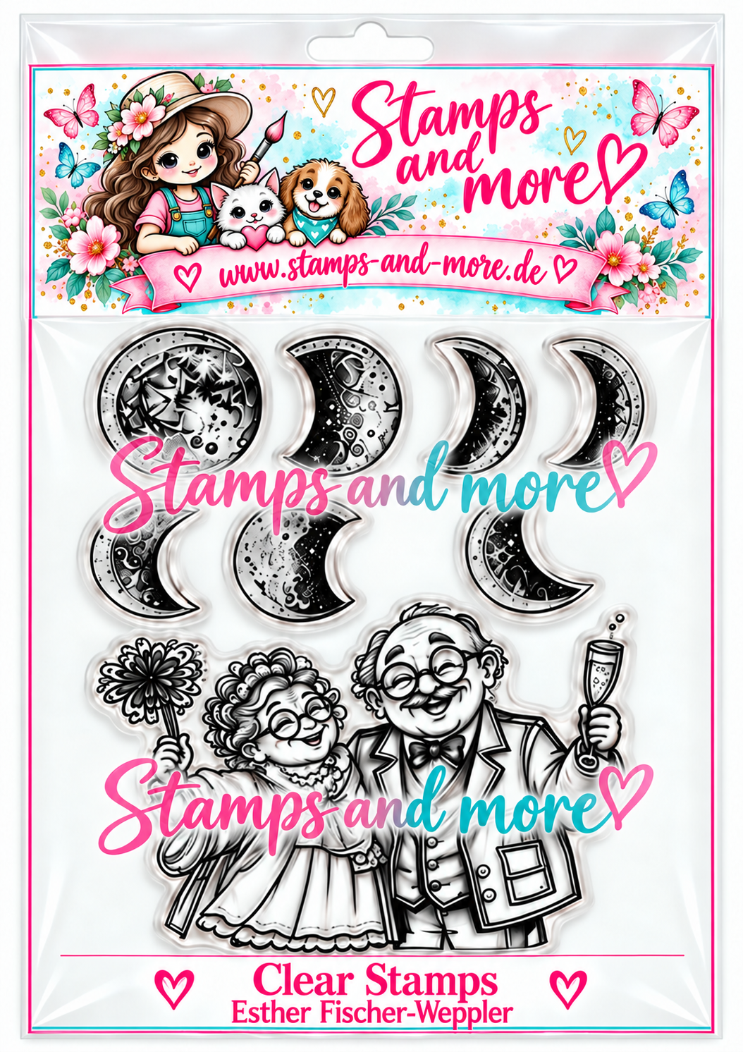 Stempelset „Rentner-Ehepaar & Mondphasen“, A 6 Clear Stamps