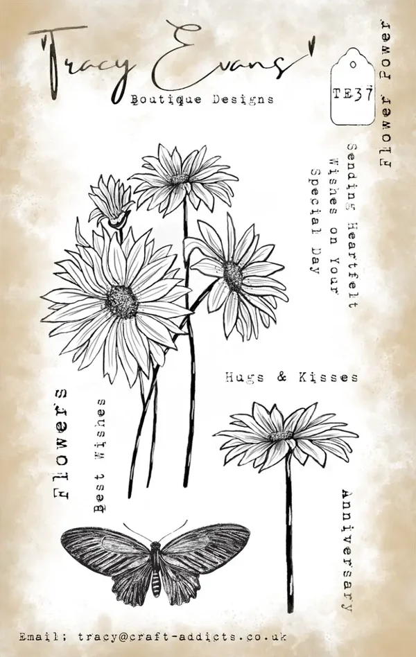 Tracy Evans Boutique Designs  TE037 – Flower Power (A6-Stempel)