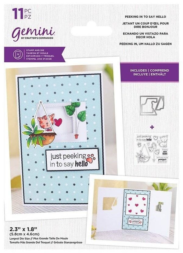 Crafters Companion Peeking In to say Hello Stamp & Die (GEM-STD-PITSH)