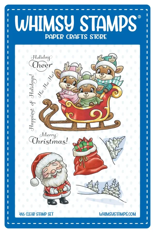Whimsy Stamps *NEW Ho Ho Ho Deer Clear Stamps NEU