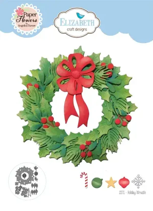 Elizabeth Craft Designs Festive Holly Die Wintergreen, (2270) Metal Cutting Dies