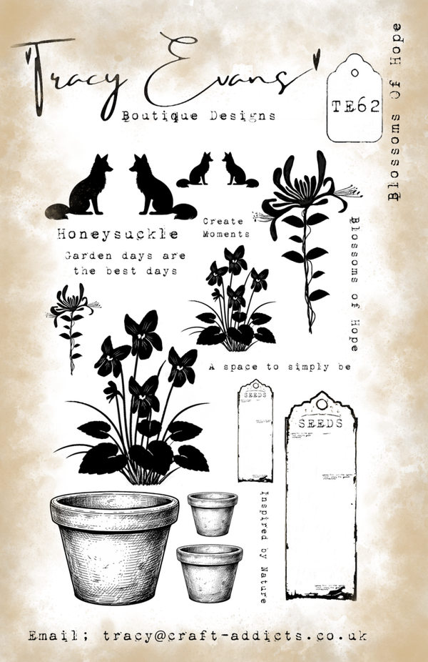 Tracy Evans Boutique Designs  TE062 – Blüten der Hoffnung (A5-Briefmarke)