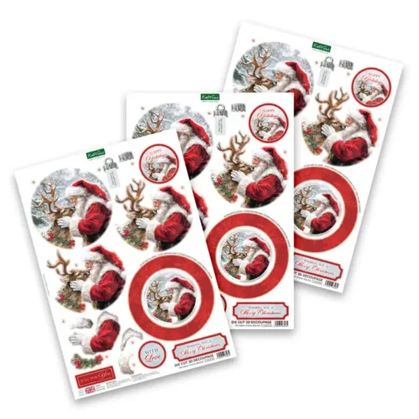 Katy Sue Creative, Gestanzte Decoupage – Weihnachtskugel „Rentierküsse“ (3er-Pack)