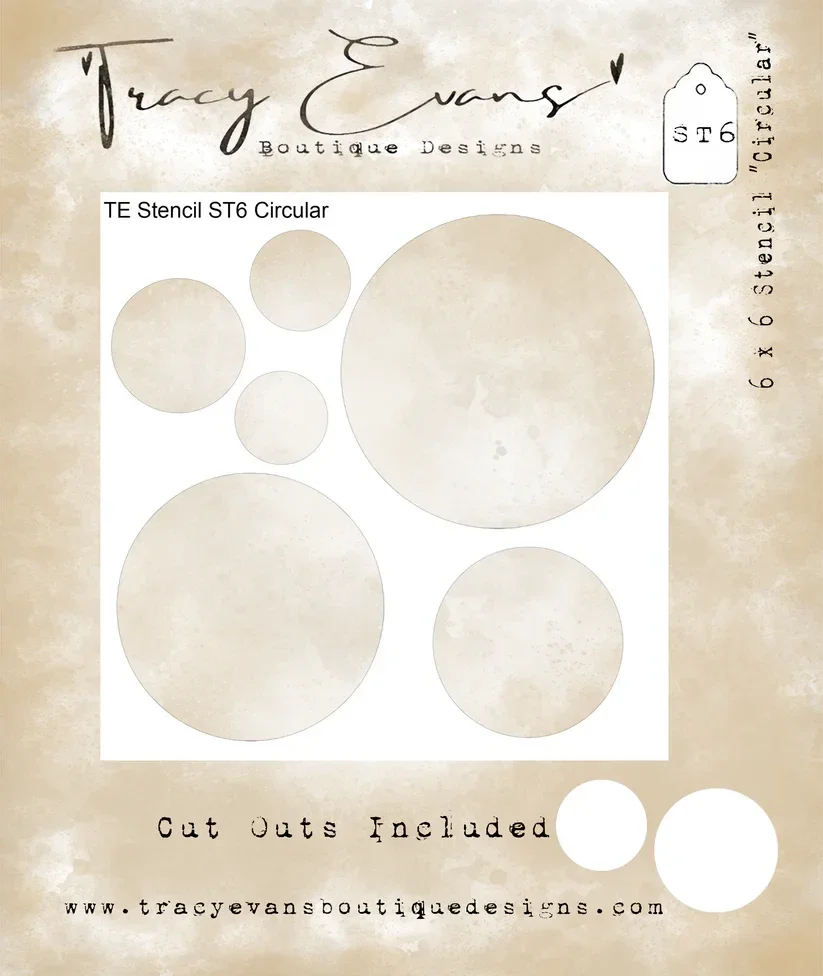 Tracy Evans Boutique Designs  ST006 - Stencil "Circular” 6 x 6 inch Stencil, passend zu den Stanzen