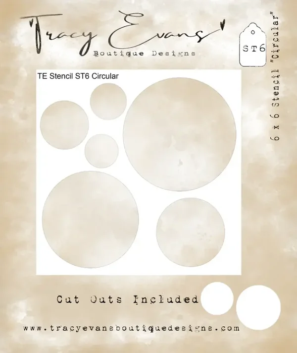 Tracy Evans Boutique Designs  ST006 - Stencil "Circular” 6 x 6 inch Stencil, passend zu den Stanzen