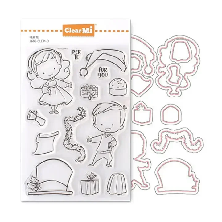 Impronte D'Autore, ClearMi Clear Polymer Stamps with Dies For You, Set, Weihnachten