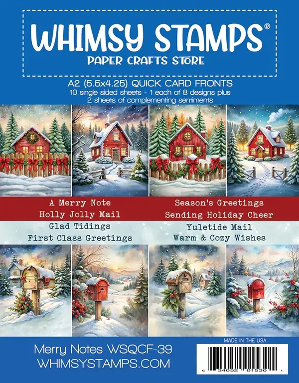 Whimsy Stamps Quick Card Fronts - Merry Notes NEU