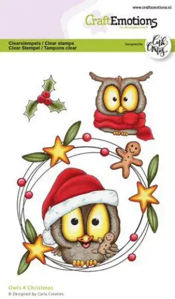 CraftEmotions Owls 4 Christmas by Carla Creaties