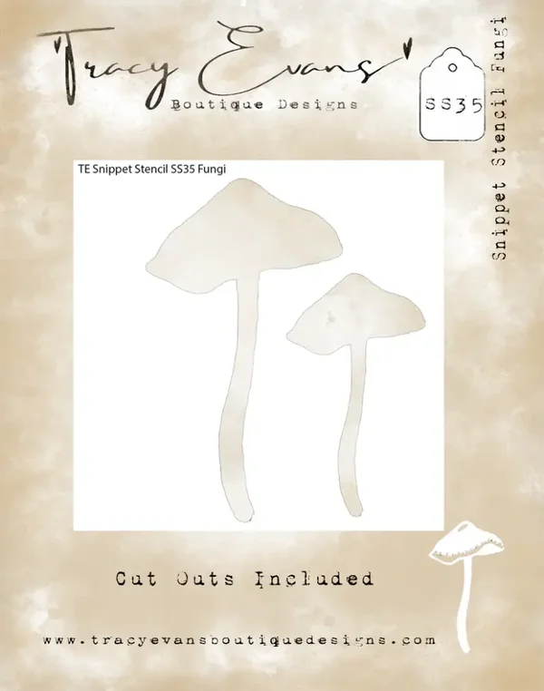 Tracy Evans Boutique Designs SS035 - Snippet Stencil "Fungi" 4 x 4 inches *Cut Out Included*